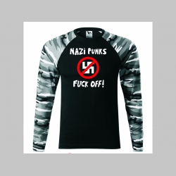 nazi punks fuck off! pánske tričko (nie mikina!!) s dlhými rukávmi vo farbe " metro " čiernobiely maskáč gramáž 160 g/m2 materiál 100%bavlna
